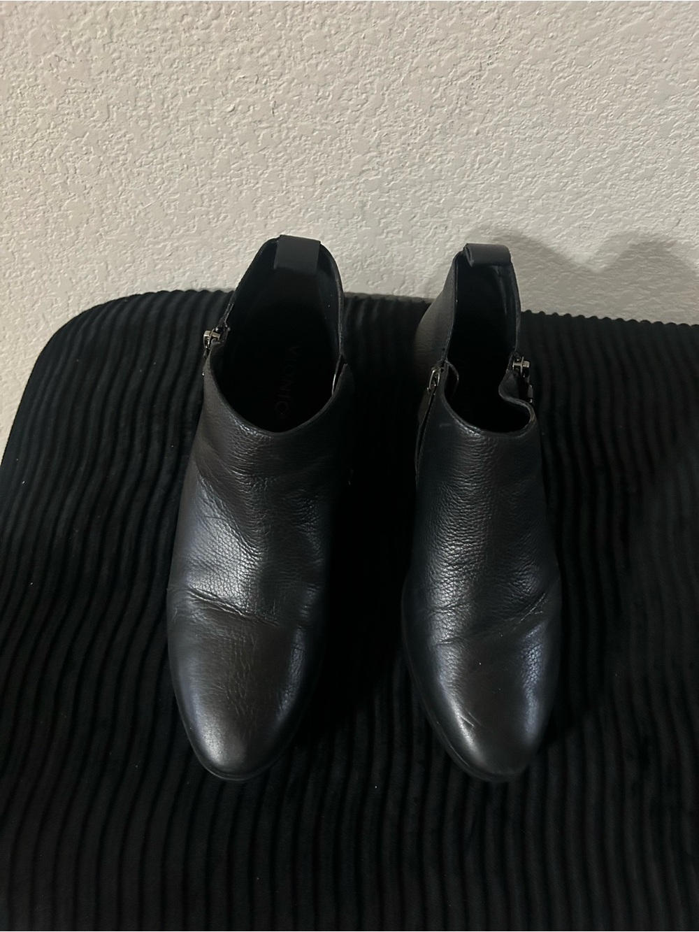 Vionic Black Leather Ankle Boots - Sleek Zip Closure